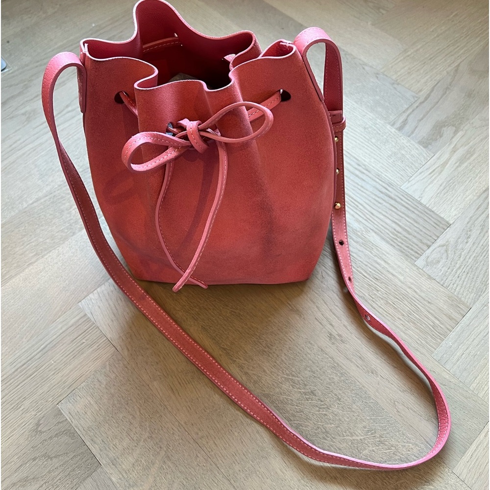 Pink Suede Mini Bucket Bag Blush